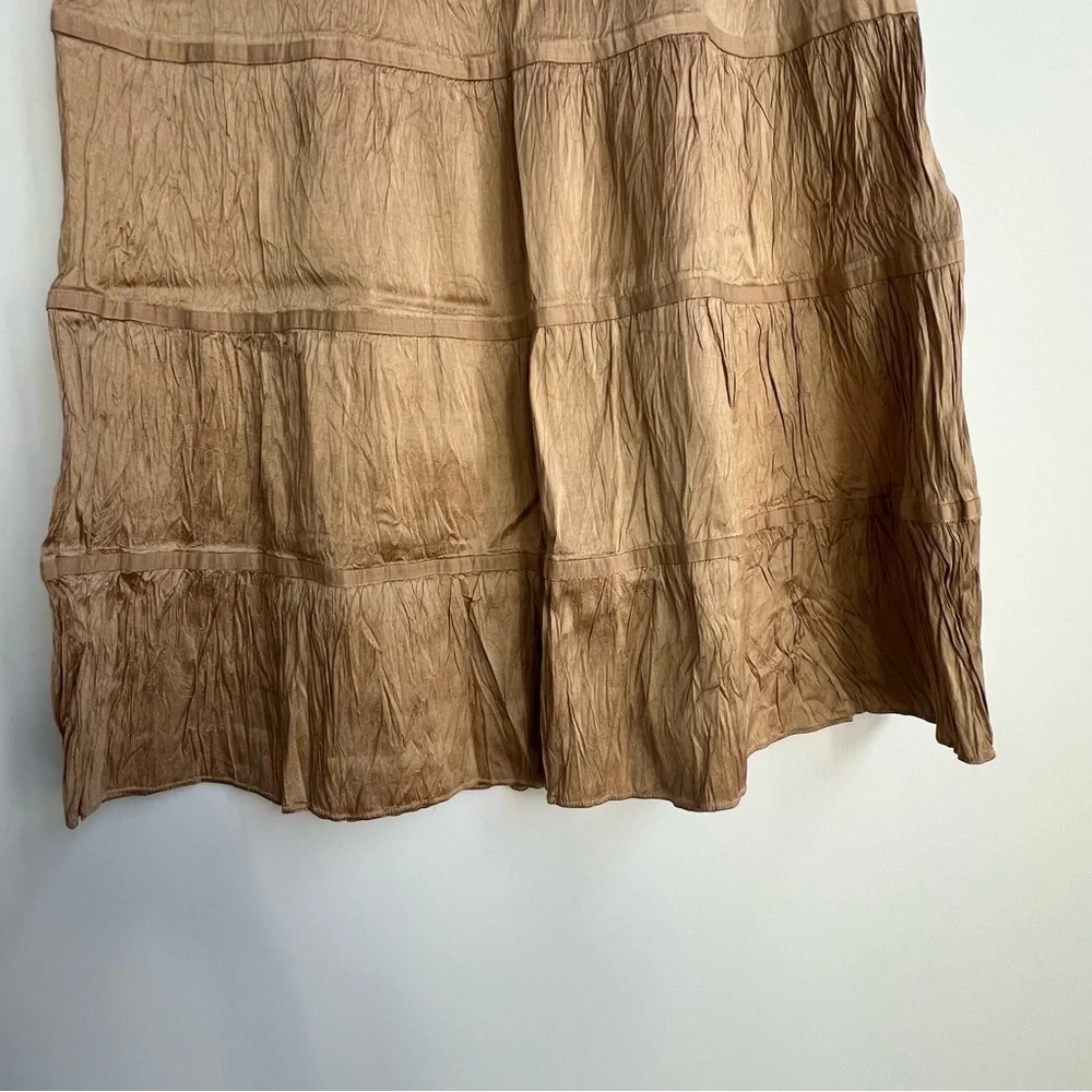 Vintage American Eagle 100% Silk Tiered Skirt Romantic Boho Cottagecore Crinkle
